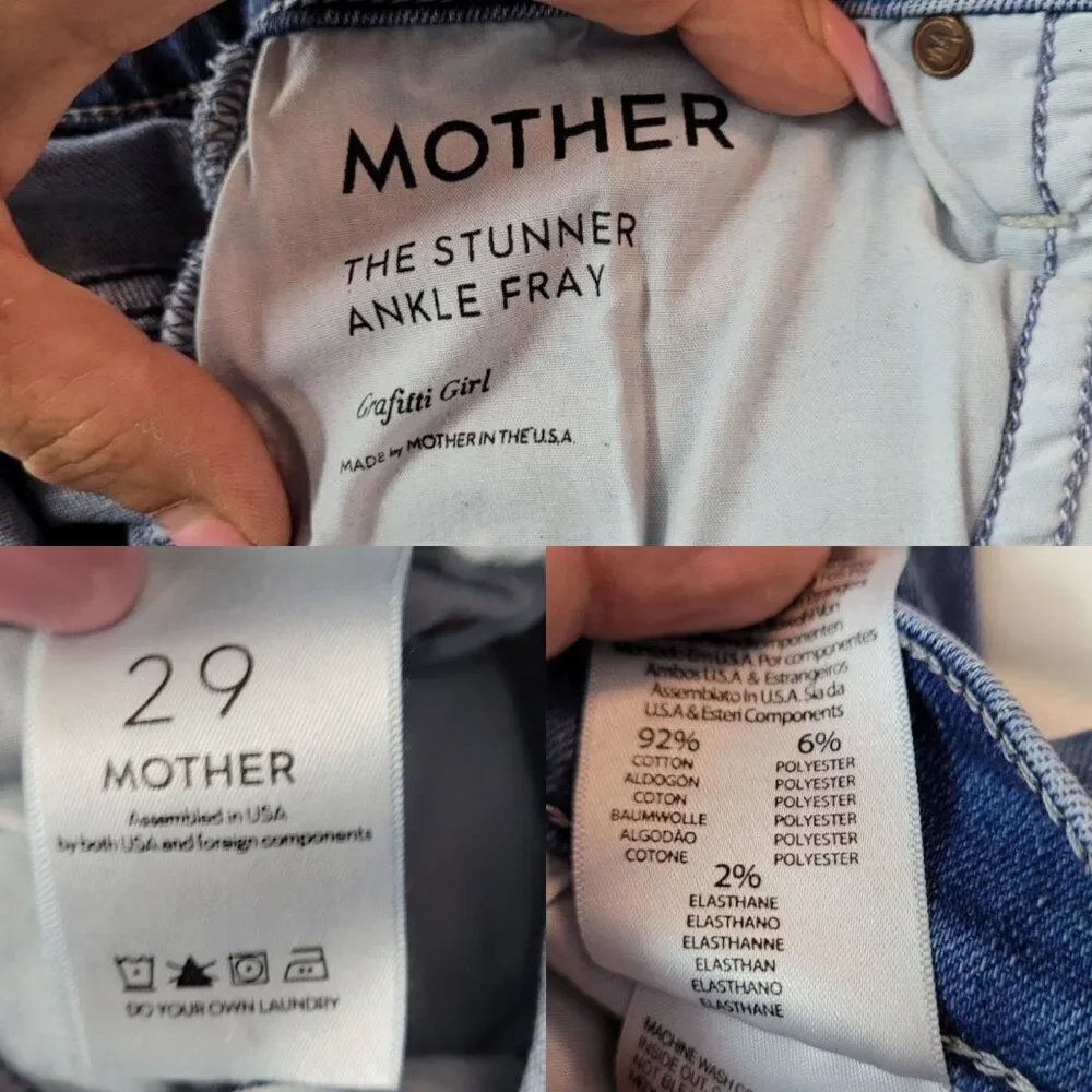 Mother The Stunner Ankle Fray Graffiti Girl Jeans 29 Medium Wash - Picture 3 of 14
